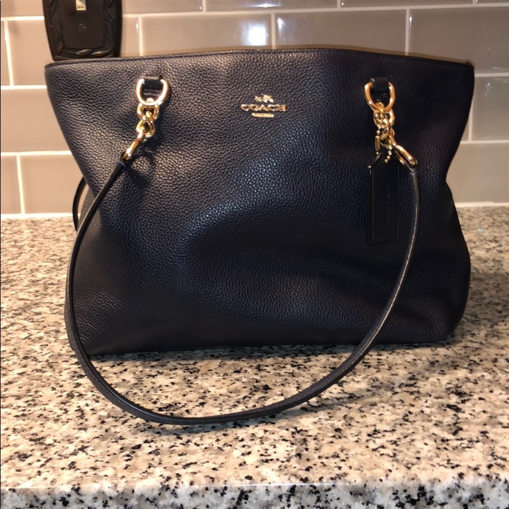 Leather Navy Blue Coach Purse
